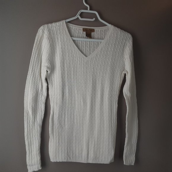 Peck&Peck White Cable Knit Cotton Alpaca Sweater M - Picture 4 of 15